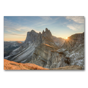 Premium Textil-Leinwand 90 x 60 cm Quer-Format Auf der Seceda in Südtirol | Wandbild, HD-Bild auf Keilrahmen, Fertigbild auf hochwertigem Vlies, Leinwanddruck von Michael Valjak