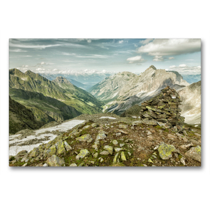 Premium Textil-Leinwand 90 x 60 cm Quer-Format Ausblick ins Stubaital | Wandbild, HD-Bild auf Keilrahmen, Fertigbild auf hochwertigem Vlies, Leinwanddruck von Dominique Litterst