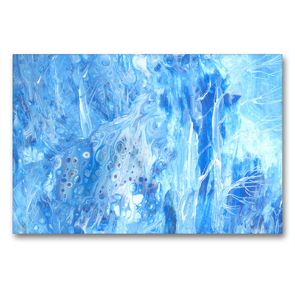 Premium Textil-Leinwand 90 x 60 cm Quer-Format Blau Wald, Acryl, Mischtechnik | Wandbild, HD-Bild auf Keilrahmen, Fertigbild auf hochwertigem Vlies, Leinwanddruck von Natascha Peters