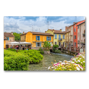 Premium Textil-Leinwand 90 x 60 cm Quer-Format Borghetto sul Mincio | Wandbild, HD-Bild auf Keilrahmen, Fertigbild auf hochwertigem Vlies, Leinwanddruck von Ursula Di Chito