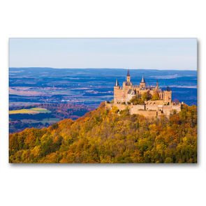 Premium Textil-Leinwand 90 x 60 cm Quer-Format Burg Hohenzollern bei Hechingen | Wandbild, HD-Bild auf Keilrahmen, Fertigbild auf hochwertigem Vlies, Leinwanddruck von Werner Dieterich