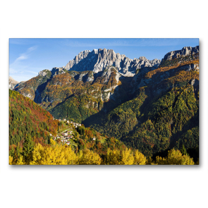 Premium Textil-Leinwand 90 x 60 cm Quer-Format Die Civetta (3220 m) überragt die bunten Herbstwälder des Val Cordevole in den Dolomiten | Wandbild, HD-Bild auf Keilrahmen, Fertigbild auf hochwertigem Vlies, Leinwanddruck von Martin Zwick