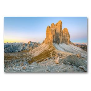 Premium Textil-Leinwand 90 x 60 cm Quer-Format Die Drei Zinnen in Südtirol im Morgenlicht | Wandbild, HD-Bild auf Keilrahmen, Fertigbild auf hochwertigem Vlies, Leinwanddruck von Michael Valjak