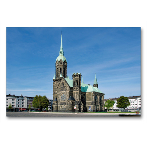 Premium Textil-Leinwand 90 x 60 cm Quer-Format Die Evangelische Hauptkirche Rheydt | Wandbild, HD-Bild auf Keilrahmen, Fertigbild auf hochwertigem Vlies, Leinwanddruck von Nina Schwarze