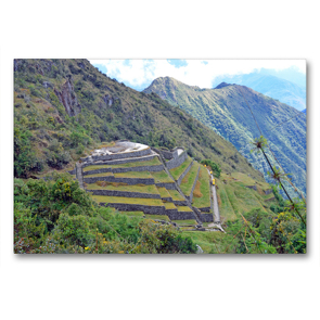 Premium Textil-Leinwand 90 x 60 cm Quer-Format Die Ruinen von Sayacmarca auf dem Inka-Trail in 3600 m Höhe | Wandbild, HD-Bild auf Keilrahmen, Fertigbild auf hochwertigem Vlies, Leinwanddruck von N N