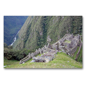 Premium Textil-Leinwand 90 x 60 cm Quer-Format Die Ruinen von Winaywayna am Ende des Inka-Trails auf 2690 m Höhe | Wandbild, HD-Bild auf Keilrahmen, Fertigbild auf hochwertigem Vlies, Leinwanddruck von N N