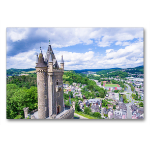 Premium Textil-Leinwand 90 x 60 cm Quer-Format Dillenburg mit Wilhelmsturm | Wandbild, HD-Bild auf Keilrahmen, Fertigbild auf hochwertigem Vlies, Leinwanddruck von Sascha Stoll