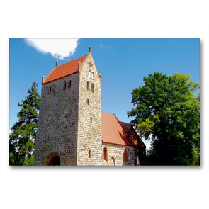 Premium Textil-Leinwand 90 x 60 cm Quer-Format Dorfkirche Mechow | Wandbild, HD-Bild auf Keilrahmen, Fertigbild auf hochwertigem Vlies, Leinwanddruck von Andreas Mellentin