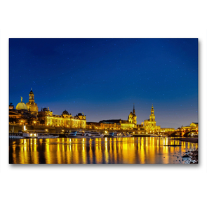 Premium Textil-Leinwand 90 x 60 cm Quer-Format Dresden. Altstadtpanorama. | Wandbild, HD-Bild auf Keilrahmen, Fertigbild auf hochwertigem Vlies, Leinwanddruck von N N
