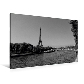 Premium Textil-Leinwand 90 x 60 cm Quer-Format Eiffelturm an der Seine in Paris | Wandbild, HD-Bild auf Keilrahmen, Fertigbild auf hochwertigem Vlies, Leinwanddruck von kattobello von Kattobello,  k.A.