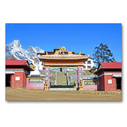 Premium Textil-Leinwand 90 x 60 cm Quer-Format Eingang zur 3860 m hoch gelegenen Tengboche Gompa, dem wichtigsten buddhistischen Zentrum im Khumbu | Wandbild, HD-Bild auf Keilrahmen, Fertigbild auf hochwertigem Vlies, Leinwanddruck von N N