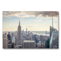 Premium Textil-Leinwand 90 x 60 cm Quer-Format Blick vom Empire State Building zum One World Trade Center | Wandbild, HD-Bild auf Keilrahmen, Fertigbild auf hochwertigem Vlies, Leinwanddruck von Philipp Blaschke