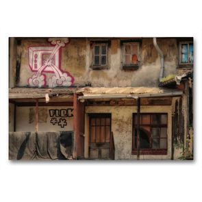 Premium Textil-Leinwand 90 x 60 cm Quer-Format Erfurts Hinterhof | Wandbild, HD-Bild auf Keilrahmen, Fertigbild auf hochwertigem Vlies, Leinwanddruck von Flori0