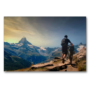 Premium Textil-Leinwand 90 x 60 cm Quer-Format Fahrradfahren | Wandbild, HD-Bild auf Keilrahmen, Fertigbild auf hochwertigem Vlies, Leinwanddruck von Peter Roder