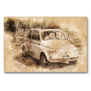 Premium Textil-Leinwand 90 x 60 cm Quer-Format Fiat Nuova 500 | Wandbild, HD-Bild auf Keilrahmen, Fertigbild auf hochwertigem Vlies, Leinwanddruck von Peter Roder