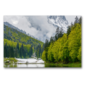 Premium Textil-Leinwand 90 x 60 cm Quer-Format Frühlingserwachen am See | Wandbild, HD-Bild auf Keilrahmen, Fertigbild auf hochwertigem Vlies, Leinwanddruck von Dieter-M. Wilczek