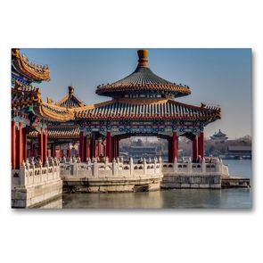 Premium Textil-Leinwand 90 x 60 cm Quer-Format Fünf Drachen Tempel im Beihai-Park in Peking | Wandbild, HD-Bild auf Keilrahmen, Fertigbild auf hochwertigem Vlies, Leinwanddruck von reinhold möller