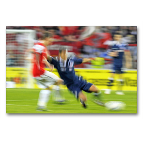 Premium Textil-Leinwand 90 x 60 cm Quer-Format Fußball for ever: Zweikampf | Wandbild, HD-Bild auf Keilrahmen, Fertigbild auf hochwertigem Vlies, Leinwanddruck von CALVENDO