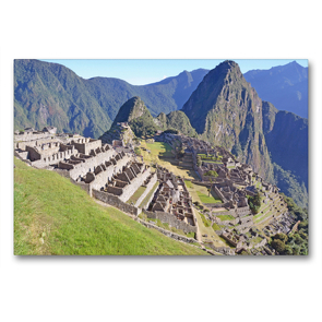 Premium Textil-Leinwand 90 x 60 cm Quer-Format Gesamtansicht der legendären Inkastadt Machu Picchu | Wandbild, HD-Bild auf Keilrahmen, Fertigbild auf hochwertigem Vlies, Leinwanddruck von Ulrich Senff