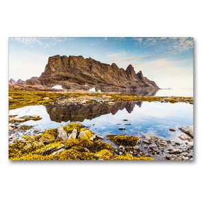 Premium Textil-Leinwand 90 x 60 cm Quer-Format Grönland im Spiegelbild | Wandbild, HD-Bild auf Keilrahmen, Fertigbild auf hochwertigem Vlies, Leinwanddruck von Mario Hagen