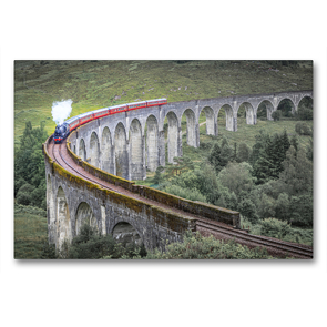 Premium Textil-Leinwand 90 x 60 cm Quer-Format Historische Dampfeisenbahn auf dem Glenfinnan Viaduct, Schottland | Wandbild, HD-Bild auf Keilrahmen, Fertigbild auf hochwertigem Vlies, Leinwanddruck von Harald Schnitzler