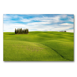 Premium Textil-Leinwand 90 x 60 cm Quer-Format Hügellandschaft in der Toskana | Wandbild, HD-Bild auf Keilrahmen, Fertigbild auf hochwertigem Vlies, Leinwanddruck von Michael Valjak