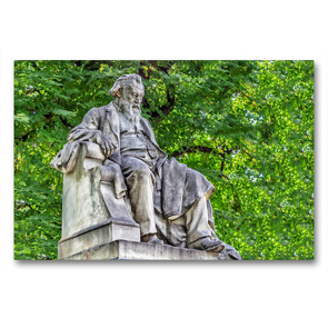 Premium Textil-Leinwand 90 x 60 cm Quer-Format Johannes Brahms (1833-1897), Plastik von Rudolf Weyr 1908, Wien Wieden | Wandbild, HD-Bild auf Keilrahmen, Fertigbild auf hochwertigem Vlies, Leinwanddruck von Werner Braun