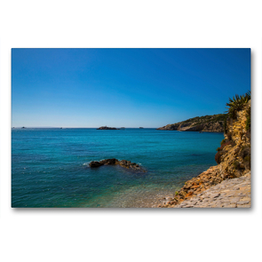 Premium Textil-Leinwand 90 x 60 cm Quer-Format Küste vor Ibiza Stadt | Wandbild, HD-Bild auf Keilrahmen, Fertigbild auf hochwertigem Vlies, Leinwanddruck von Alexander Wolff