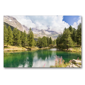 Premium Textil-Leinwand 90 x 60 cm Quer-Format Lago Blu | Wandbild, HD-Bild auf Keilrahmen, Fertigbild auf hochwertigem Vlies, Leinwanddruck von Dietmar Janietz