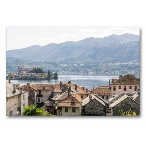 Premium Textil-Leinwand 90 x 60 cm Quer-Format Lago d’Orta | Wandbild, HD-Bild auf Keilrahmen, Fertigbild auf hochwertigem Vlies, Leinwanddruck von Dietmar Janietz