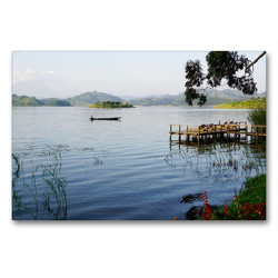 Premium Textil-Leinwand 90 x 60 cm Quer-Format Lake Mutanda | Wandbild, HD-Bild auf Keilrahmen, Fertigbild auf hochwertigem Vlies, Leinwanddruck von Flori0
