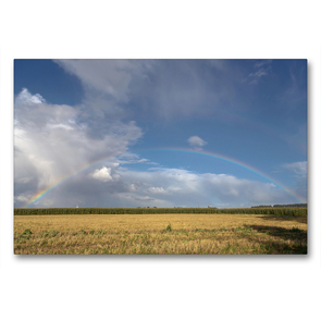 Premium Textil-Leinwand 90 x 60 cm Quer-Format Land unterm Regenbogen | Wandbild, HD-Bild auf Keilrahmen, Fertigbild auf hochwertigem Vlies, Leinwanddruck von Rolf Pötsch