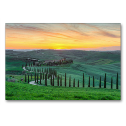 Premium Textil-Leinwand 90 x 60 cm Quer-Format Landgut Baccoleno in der Crete Senesi | Wandbild, HD-Bild auf Keilrahmen, Fertigbild auf hochwertigem Vlies, Leinwanddruck von Michael Valjak