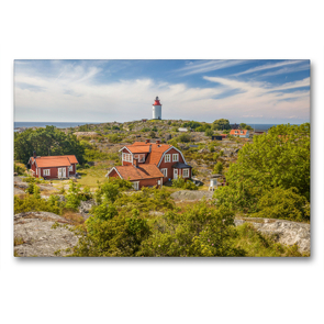 Premium Textil-Leinwand 90 x 60 cm Quer-Format Leuchtturm Landsort Fyr auf der Schäreninsel Öja | Wandbild, HD-Bild auf Keilrahmen, Fertigbild auf hochwertigem Vlies, Leinwanddruck von Christian Müringer