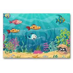 Premium Textil-Leinwand 90 x 60 cm Quer-Format Lustige Fische in einer Unterwasserlandschaft | Wandbild, HD-Bild auf Keilrahmen, Fertigbild auf hochwertigem Vlies, Leinwanddruck von Gabi Wolf