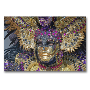 Premium Textil-Leinwand 90 x 60 cm Quer-Format Maskenträger in Venedig | Wandbild, HD-Bild auf Keilrahmen, Fertigbild auf hochwertigem Vlies, Leinwanddruck von GUGIGEI