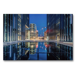 Premium Textil-Leinwand 90 x 60 cm Quer-Format Medienhafen Düsseldorf | Wandbild, HD-Bild auf Keilrahmen, Fertigbild auf hochwertigem Vlies, Leinwanddruck von Alexander Gründel