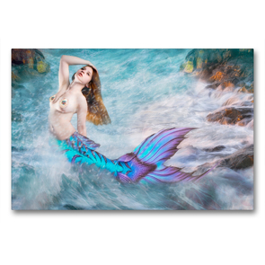 Premium Textil-Leinwand 90 x 60 cm Quer-Format Meerjungfrau | Wandbild, HD-Bild auf Keilrahmen, Fertigbild auf hochwertigem Vlies, Leinwanddruck von Liselotte Brunner-Klaus