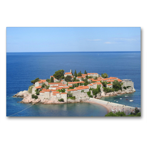 Premium Textil-Leinwand 90 x 60 cm Quer-Format Montenegro – Sveti Stefan | Wandbild, HD-Bild auf Keilrahmen, Fertigbild auf hochwertigem Vlies, Leinwanddruck von Melanie Sommer – Visit and Love