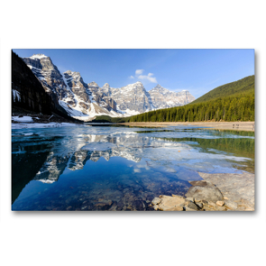 Premium Textil-Leinwand 90 x 60 cm Quer-Format Moraine Lake, Juwel im Banff NP. | Wandbild, HD-Bild auf Keilrahmen, Fertigbild auf hochwertigem Vlies, Leinwanddruck von Adrian Geering