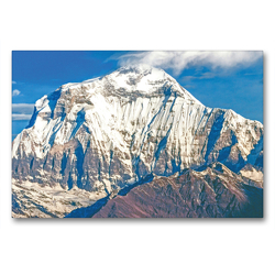 Premium Textil-Leinwand 90 x 60 cm Quer-Format Morgendämmerung über dem schneebedeckten Gipfel des Dhaulagiri I | Wandbild, HD-Bild auf Keilrahmen, Fertigbild auf hochwertigem Vlies, Leinwanddruck von CALVENDO