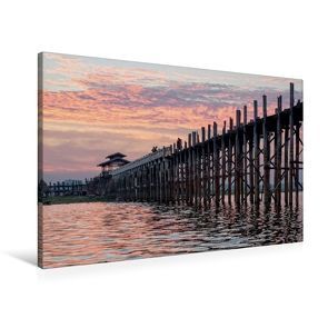 Premium Textil-Leinwand 90 x 60 cm Quer-Format Morgenstimmung an der U Bein Bridge | Wandbild, HD-Bild auf Keilrahmen, Fertigbild auf hochwertigem Vlies, Leinwanddruck von Oliver Gärtner von Gärtner,  Oliver