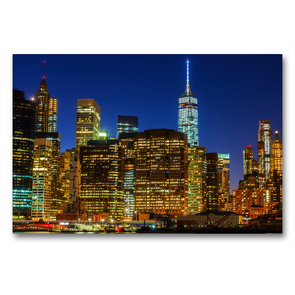 Premium Textil-Leinwand 90 x 60 cm Quer-Format Skyline von Downtown Manhattan | Wandbild, HD-Bild auf Keilrahmen, Fertigbild auf hochwertigem Vlies, Leinwanddruck von Christian Müller