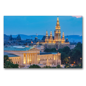 Premium Textil-Leinwand 90 x 60 cm Quer-Format Parlament und Rathaus | Wandbild, HD-Bild auf Keilrahmen, Fertigbild auf hochwertigem Vlies, Leinwanddruck von Gerhard Vlcek