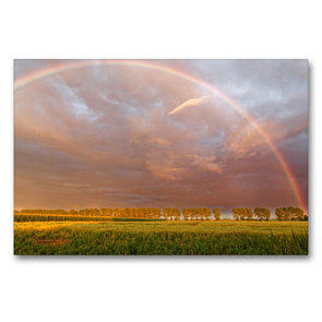 Premium Textil-Leinwand 90 x 60 cm Quer-Format Regenbogen am Abendhimmel | Wandbild, HD-Bild auf Keilrahmen, Fertigbild auf hochwertigem Vlies, Leinwanddruck von Rolf Pötsch