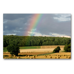 Premium Textil-Leinwand 90 x 60 cm Quer-Format Regenbogen überm Sensenstein | Wandbild, HD-Bild auf Keilrahmen, Fertigbild auf hochwertigem Vlies, Leinwanddruck von Sabine Löwer
