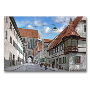 Premium Textil-Leinwand 90 x 60 cm Quer-Format Rothenburg ob der Tauber – Beuerleins Erker um 1899 | Wandbild, HD-Bild auf Keilrahmen, Fertigbild auf hochwertigem Vlies, Leinwanddruck von André Tetsch