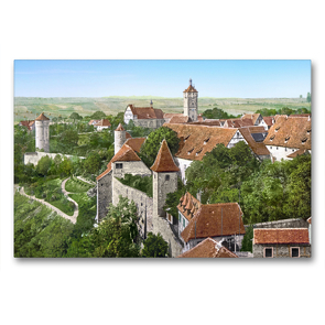 Premium Textil-Leinwand 90 x 60 cm Quer-Format Rothenburg ob der Tauber – Partie an der Stadtmauer um 1900 | Wandbild, HD-Bild auf Keilrahmen, Fertigbild auf hochwertigem Vlies, Leinwanddruck von André Tetsch