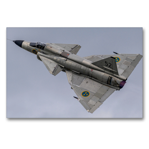 Premium Textil-Leinwand 90 x 60 cm Quer-Format Saab AJS 37 Viggen, Swedish Air Force Historic Flight | Wandbild, HD-Bild auf Keilrahmen, Fertigbild auf hochwertigem Vlies, Leinwanddruck von Björn Engelke