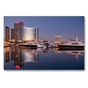 Premium Textil-Leinwand 90 x 60 cm Quer-Format San Diego Marina und Hotel Marriott | Wandbild, HD-Bild auf Keilrahmen, Fertigbild auf hochwertigem Vlies, Leinwanddruck von Peter Schickert